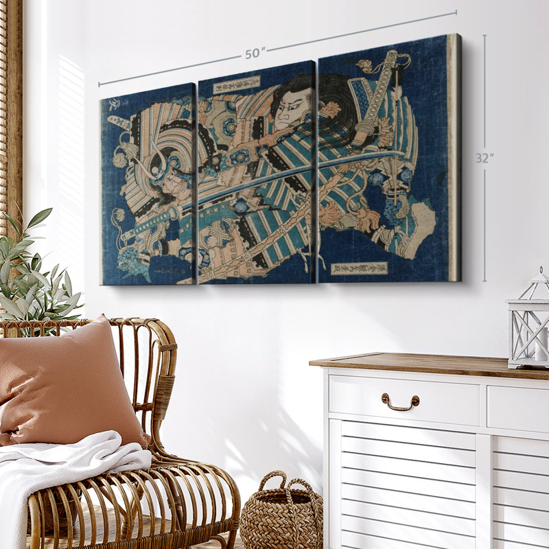 «Hokusai Kamakura», 3 pièces sur toile, H 32 po x l 50 po x P 1,25 po