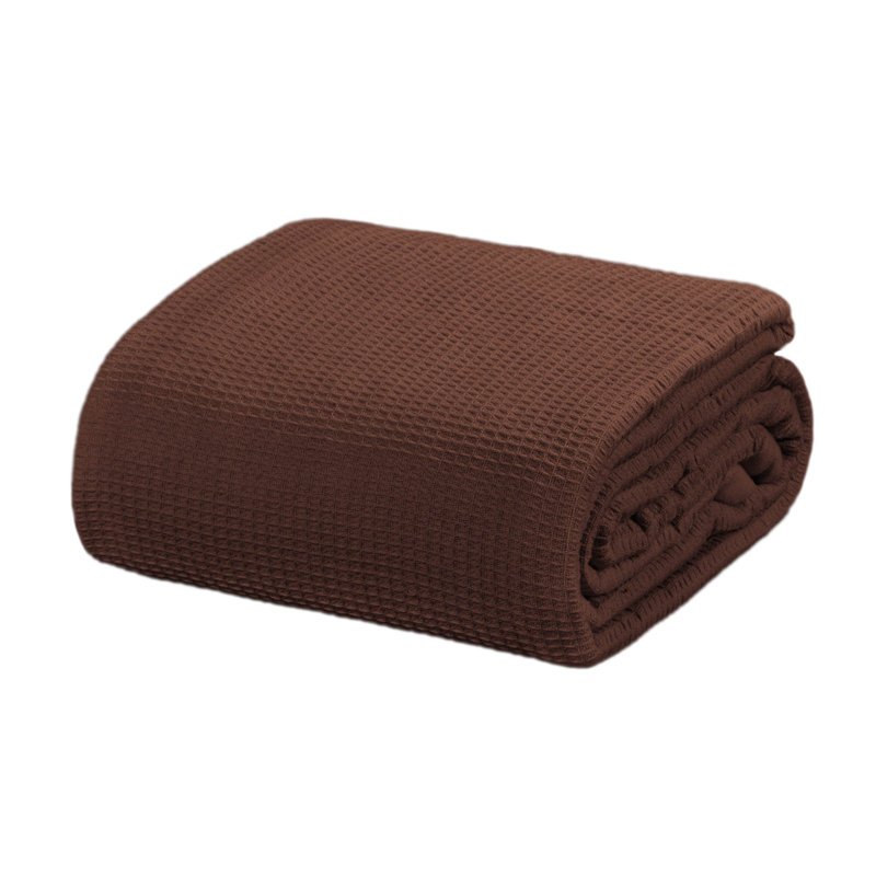 King Size Brown Waffle Knit Cotton Blanket