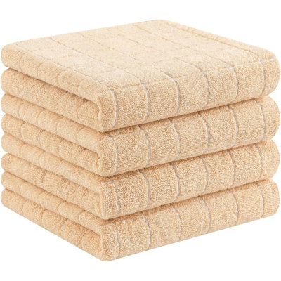 100% Cotton Terry Kitchen Towels Checkered Designed, Soft And Super Absorbent Dish Towels, 4 Pack