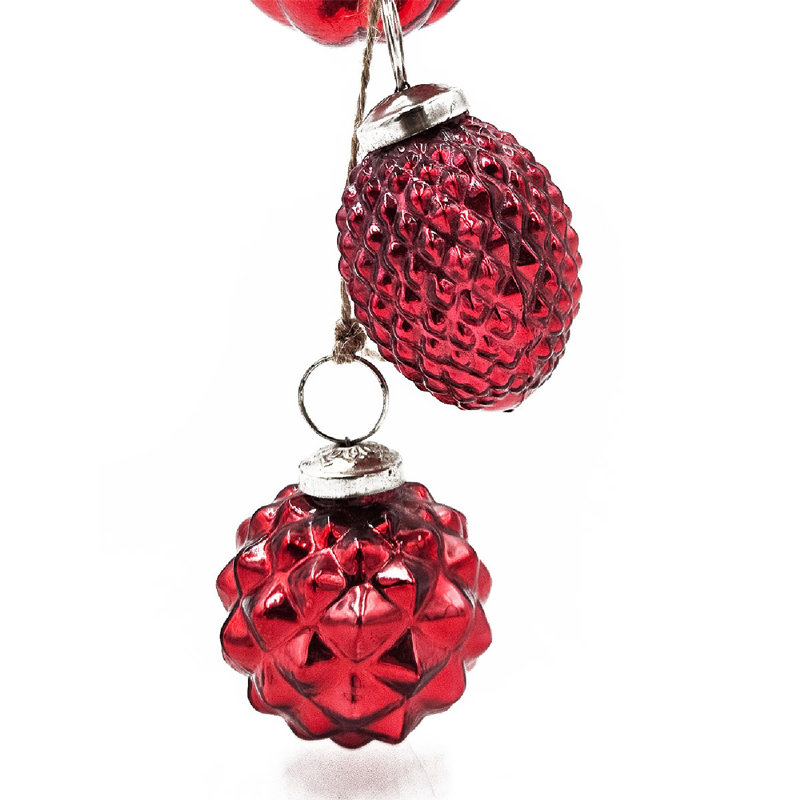 4' Red Glass Beaded Garland Set with Jute String