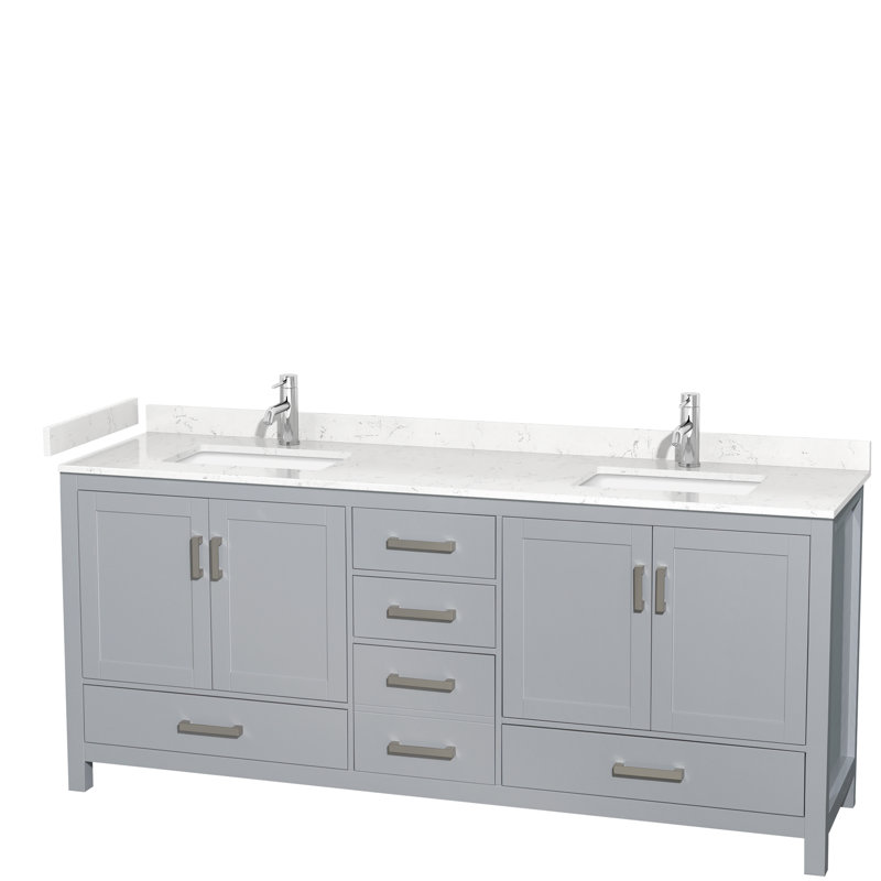 Sheffield 79" Double Bathroom Vanity Base Only, Gray