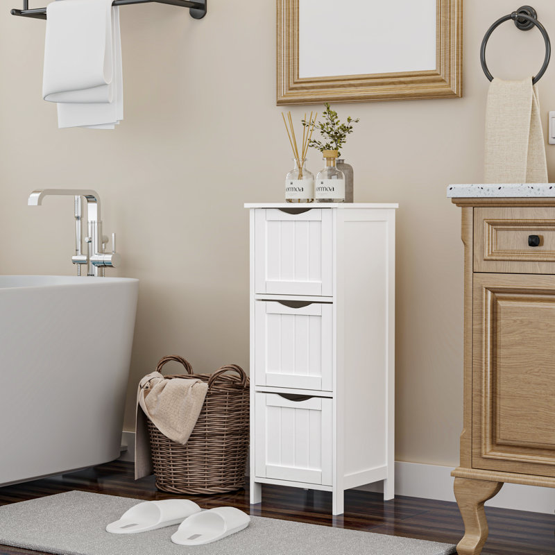 White MDF Freestanding Bathroom Cabinet with 3 Drawers