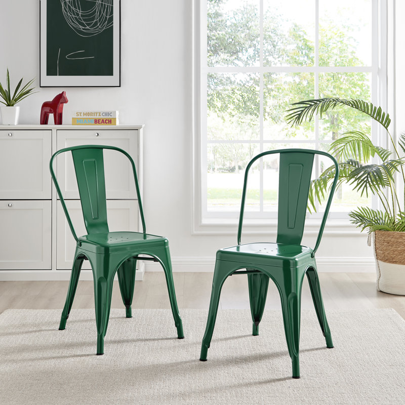 Honora Queen Anne Back Stacking Side Chair, Green
