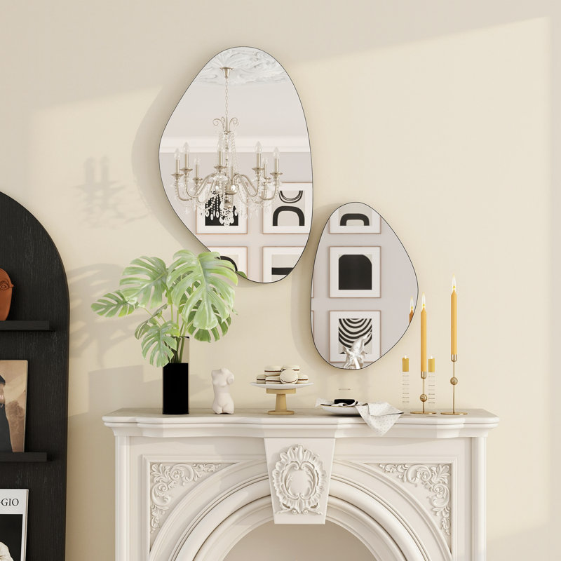 Metal Irregular Mirror, Black