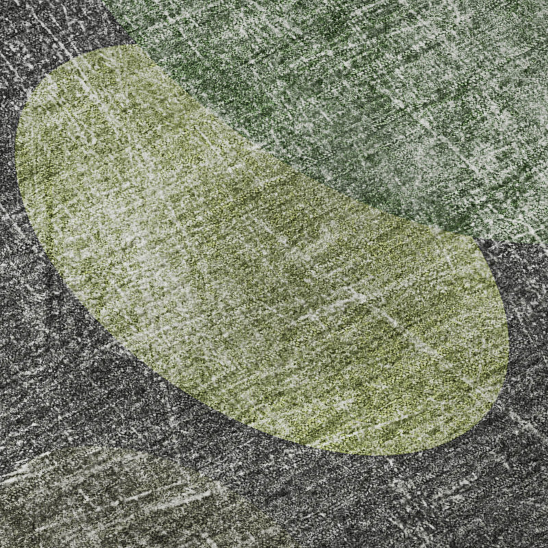 Premium Machine Washable Cerrito AMF556 Green Rug, Rectangle 5' x 7'6"