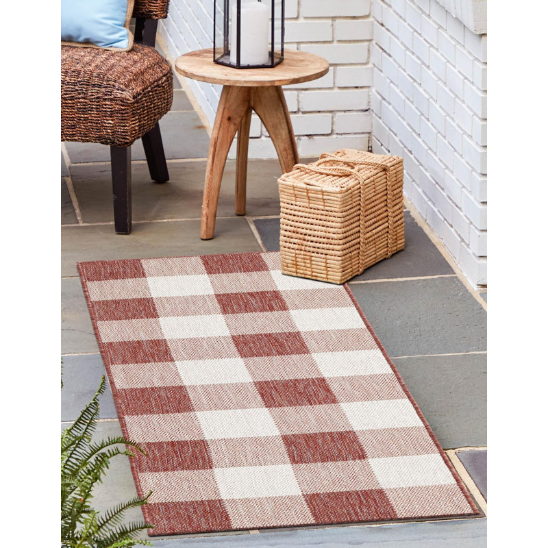 Tapis intérieur / extérieur rouge Borland, Tapis de couloir 2 pi x 8 pi