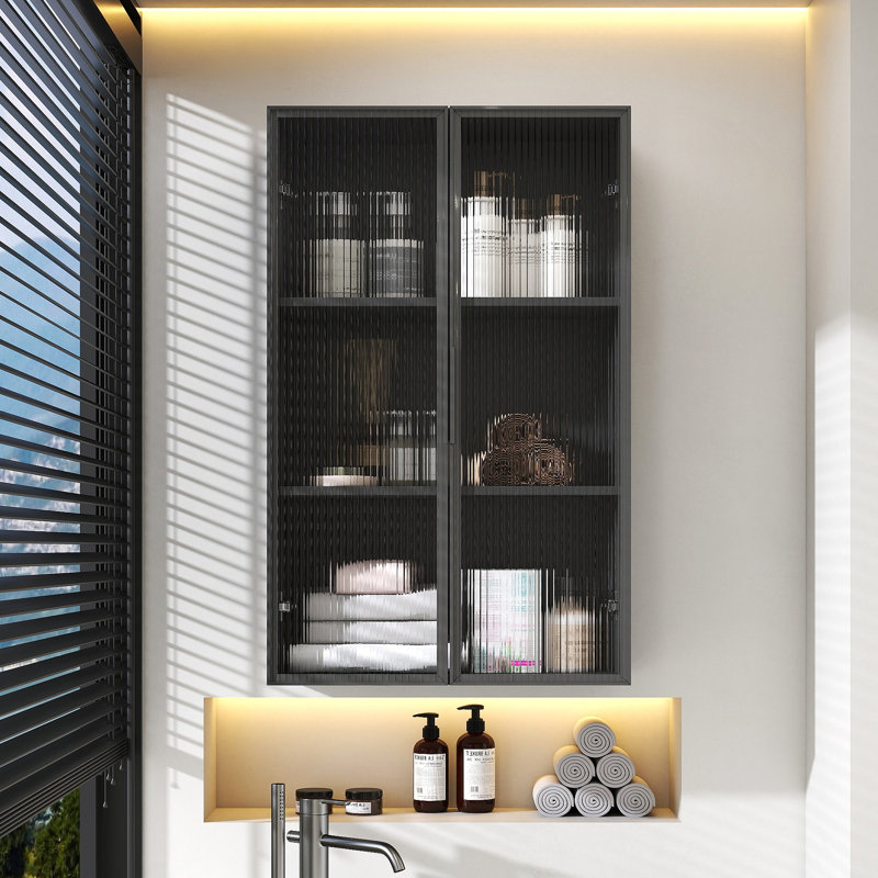Armoire de rangement de salle de bain murale avec porte vitrée, armoire de cuisine en verre armoire de rangement murale armoire de rangement de toilette
