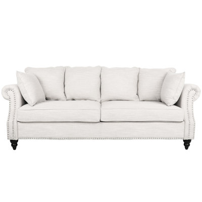 3 With Upholstered Comfort In Beige, Modern Design And Rolled , 83" X 31" 34