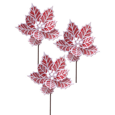 24'' Faux Poinsettia Branch