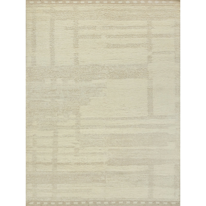 Alba Hand Knotted New Zealand Wool Sand/Ivory Area Rug, 10'X14'