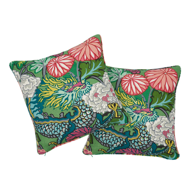 Chiang Mai Dragon Pillow, 18" x 18", Jade