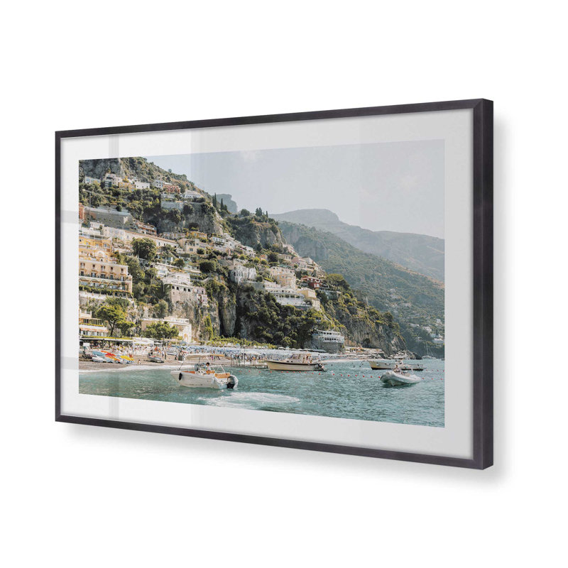 Imprimé nautique Positano, H 17,25 po x l 21,25 po x P 1,25 po, Cadre simple en zinc patiné