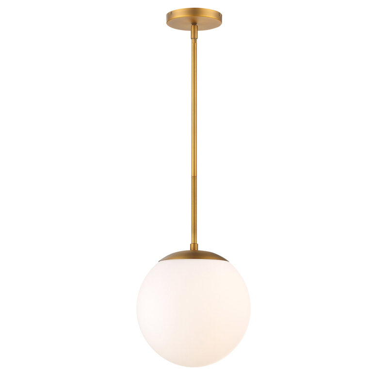 Awais 1 - Light LED Single Pendant, 10" H x 10" W x 10" D, 2700K, Aged Brass
