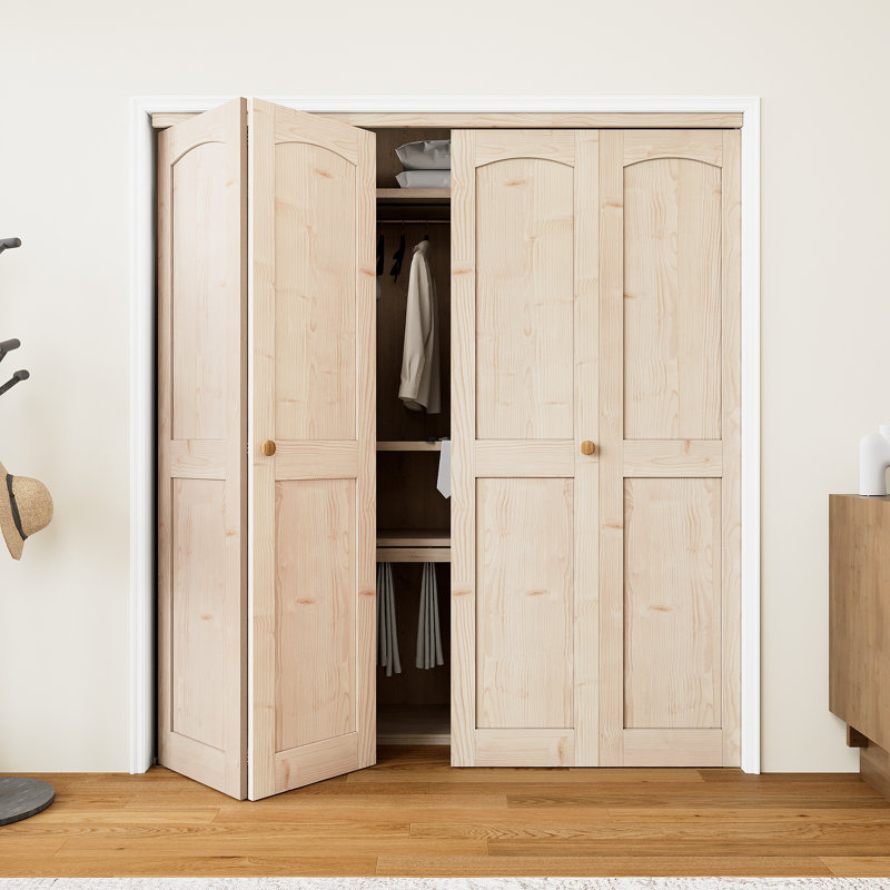 Porte pliante en pin massif non plié avec trousse d'installation, 48 po x 80 po