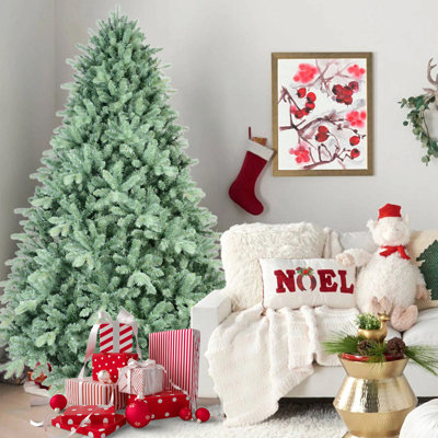 Blue Christmas Tree With Pe+Pvc Tips – Unique Full-Bodied Tree With Hinged Branches, Easy Assembly, Stable Metal Stand, Eye-Catching Holiday Decor