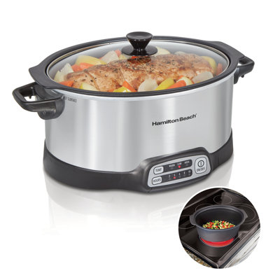 Hamilton Beach Stovetop Sear  Cook Slow Cooker 6 Quart Capacity