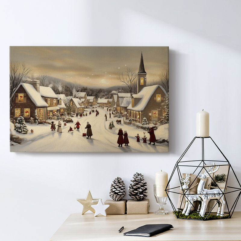 Art des Fêtes de Noël - Toile tendue avec châssis - Série 3-CXVII, H 12 po x l 18 po