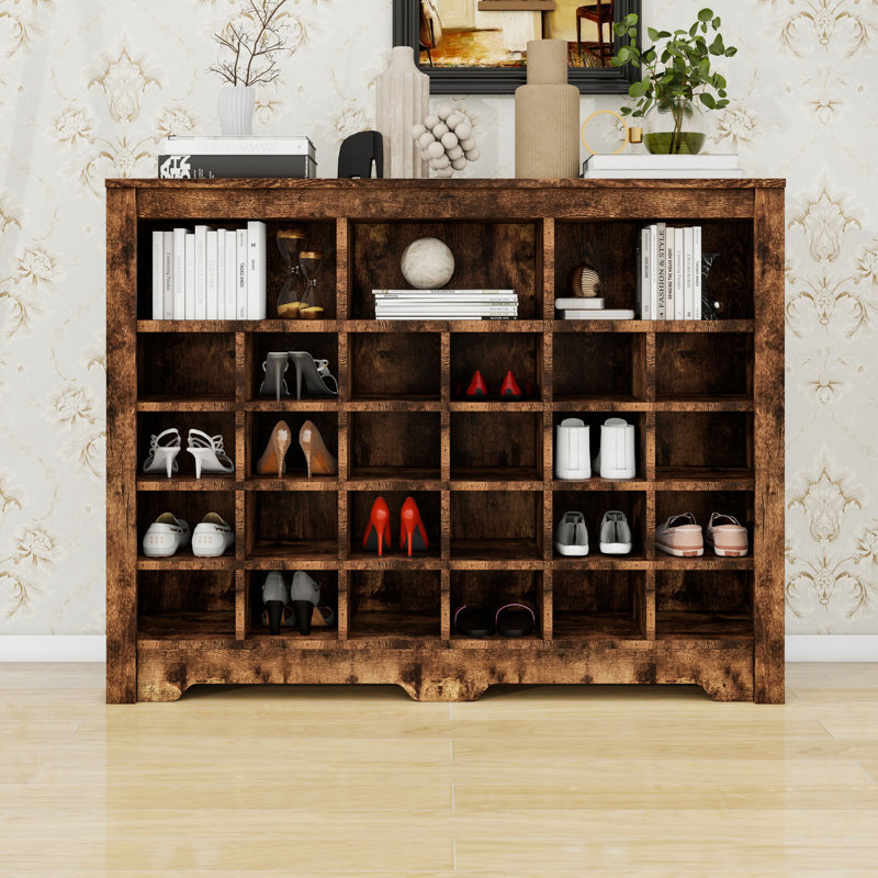 Armoire à chaussures autoportante avec tablettes de rangement, Brun rustique