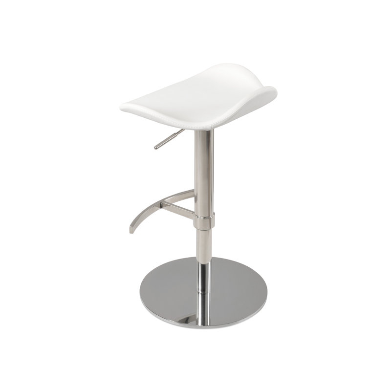 Falcon Piston Adjustable Height Swivel Bar Stool, White Faux Leather