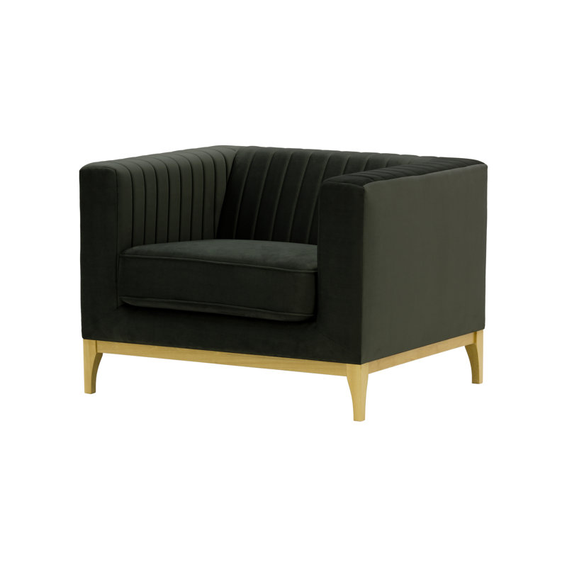 Bullis Velvet Armchair, Like Oak, Black