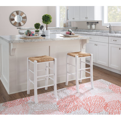 Halvorson Solid Beechwood Counter and Bar Stool With Rattan Seat