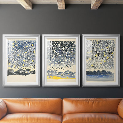 ABSTRACT Series DLxxvii - Impression encadrée sur mesure de qualité supérieure - 3 pièces
