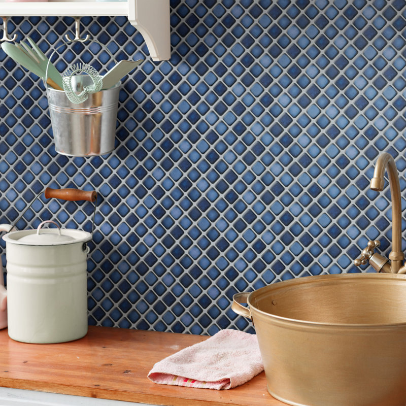 Hudson Diamond 1" x 1" Porcelain Grid Mosaic Wall & Floor Tile, Gray