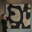 Très grand art mural imprimé sur tissu - Motif géométrique organique noir, décoration de salon moderne - «Assemblage requis du cadre (cadre non fini)»-130842049