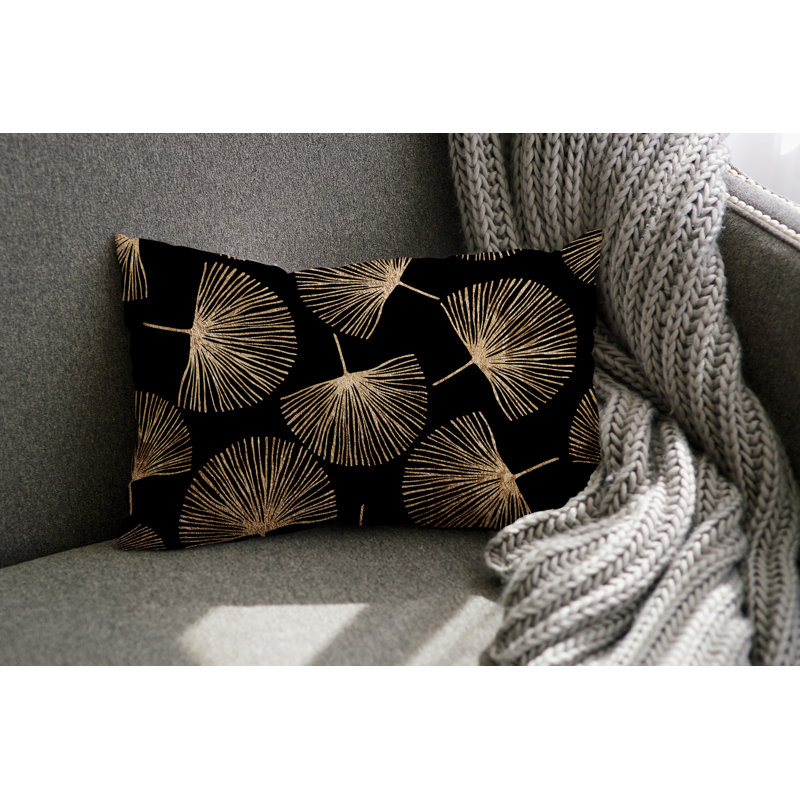Coussin lombaire intérieur / extérieur Joba Dandilion, Noir / or