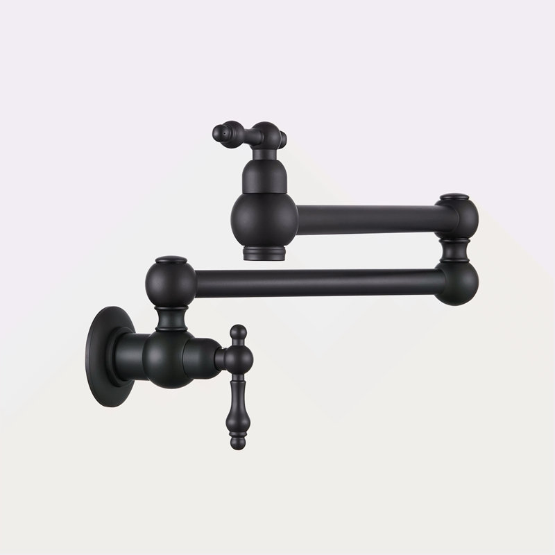 Wall Mount Folding Kitchen Pot Filler Faucet, Matte Black