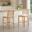 Tabouret de comptoir moderne de 26 po avec dossier en rotin et structure en bois-116133464-116133463