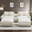 Canapé-lit convertible à double coussin ajustable avec coussins, ports USB et 2 repose-pieds amovibles-877117096