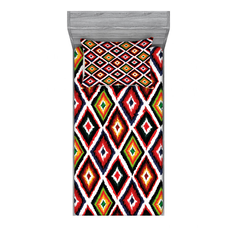 Microfiber Ikat Sheet Set, Twin XL Sheet Set with Fitted Sheet