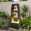 Fontaine d'extérieur à cascade en résine avec lumières à casiers multiples pour jardin