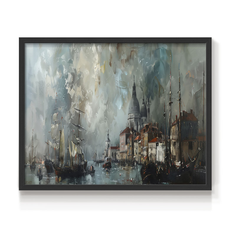 Nautical Series-CCXVI -Framed Print - Restickable, 11" H x 14" W, Black