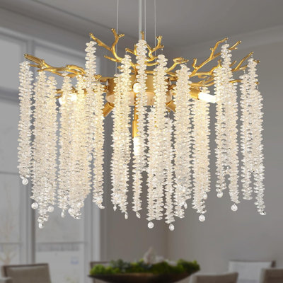 Lustre en cristal doré