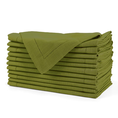  Cloth Napkin Hemstitched 20x20 Inch Generous Picot Hem, Mitred Corner, Everyday Use Premium Quality High GSM and Good absorbency Set of 12 Easter Color Olive Green