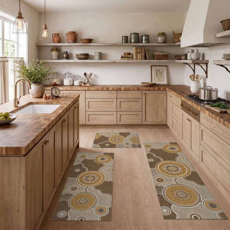 Tapis de cuisine circulaires antidérapants et lavables