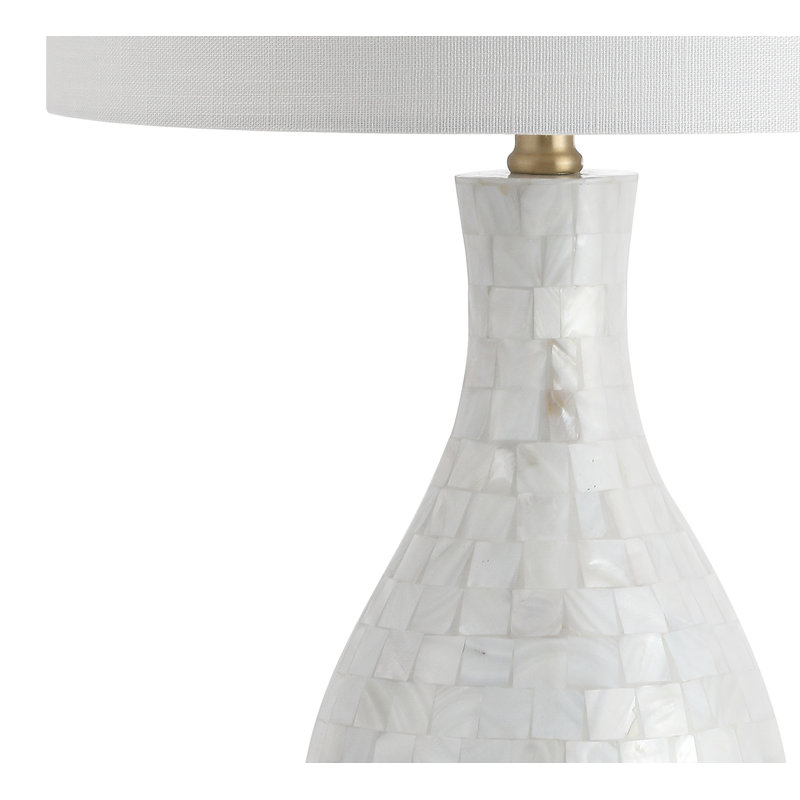 Elegant White Seashell LED Table Lamp with Crystal Accents