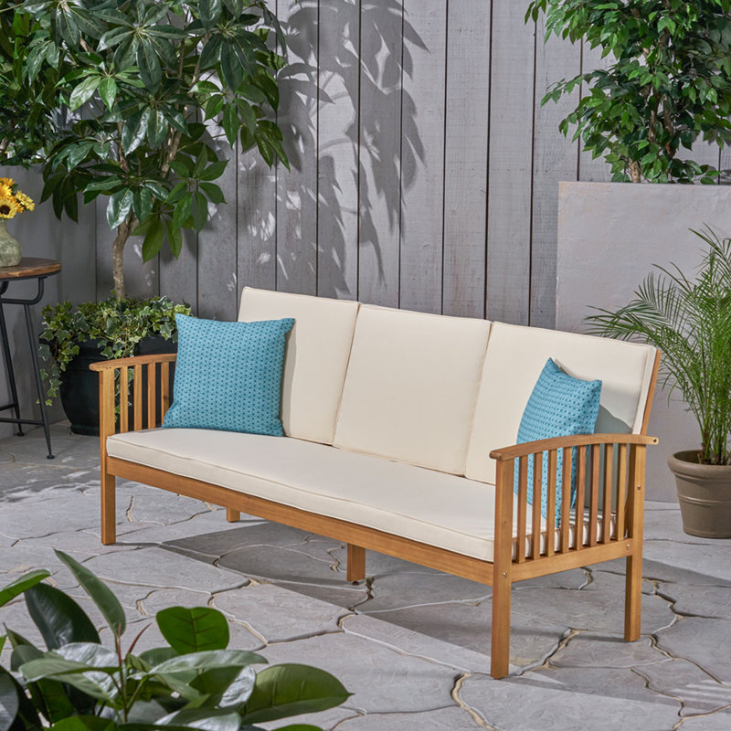 3-Seater Outdoor Patio Sofa, Weather Resistant Patio Bench with Water Resistant Cushions