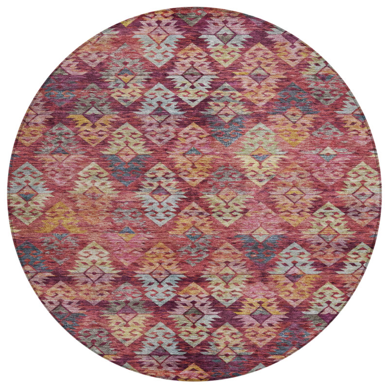 Tapis intérieur lavable rond 8 pi Aztec
