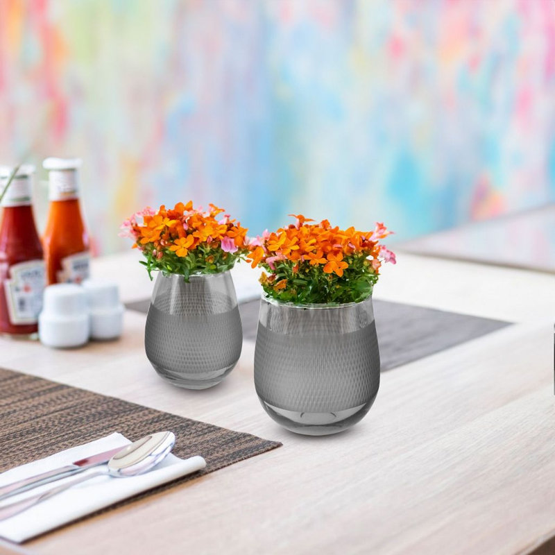 Vase de table en verre Amireah, Gris