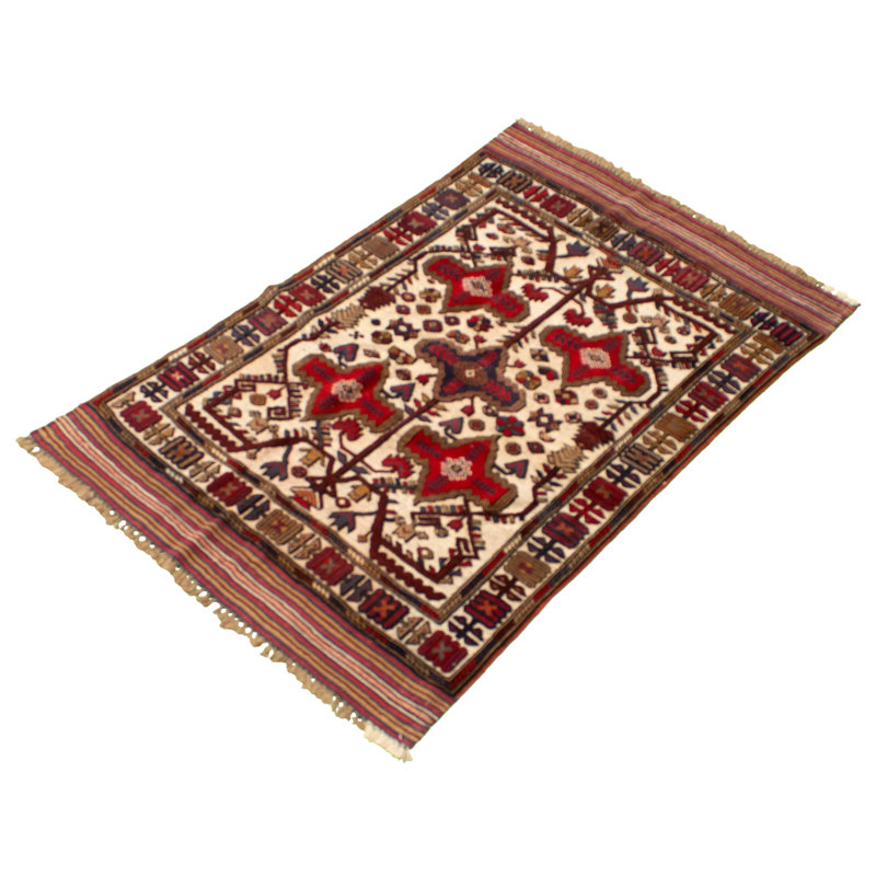 Tapis unique en laine noué à la main 4 pi 1 po x 6 pi 3 po nouvel âge Hadire