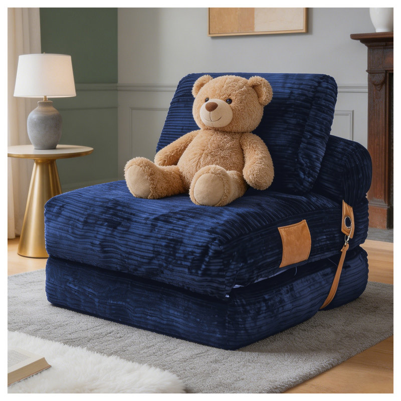 Fauteuil à billes, canapé-lit pliant Lazy, Blue Flannelette