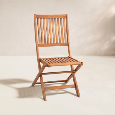 Solid Eucalyptus Wood Patio Folding Dining Chair (Set of 2)