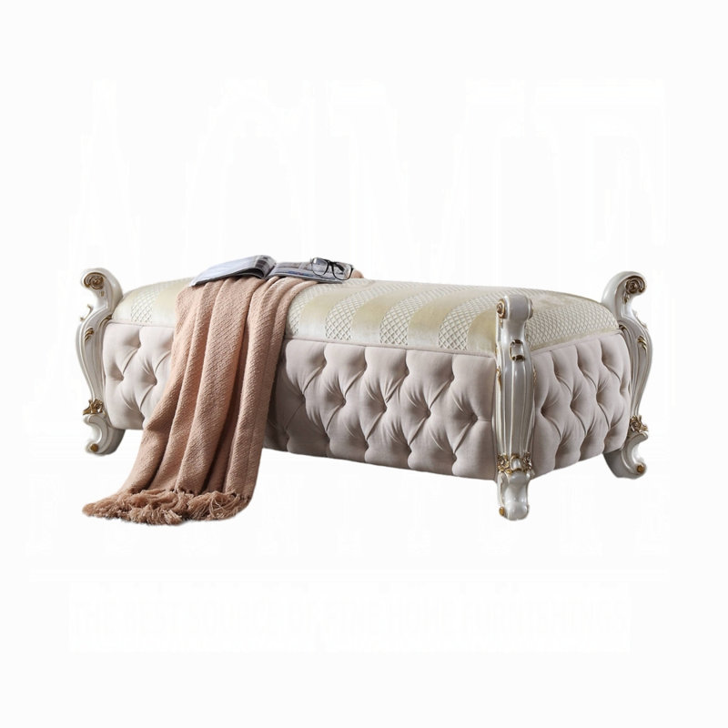 Banc rembourré de style picard picard avec revêtement perlé antique