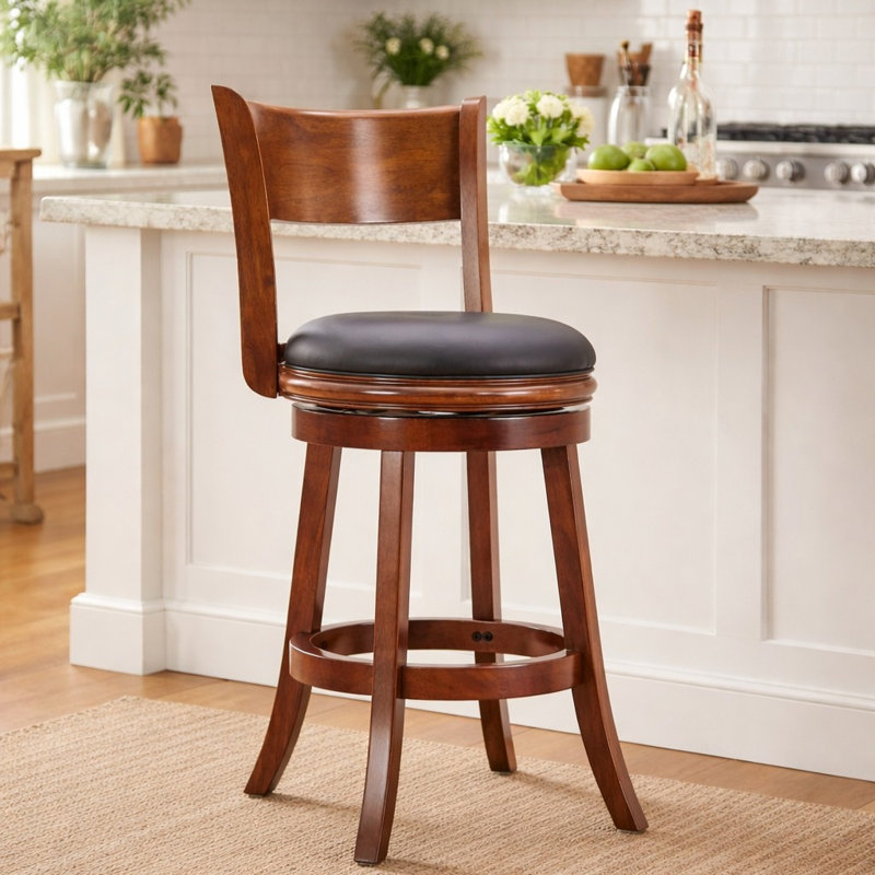 Tabouret de bar et de comptoir Analuz, Noyer, Tabouret de comptoir (siège d'une hauteur de 25,5