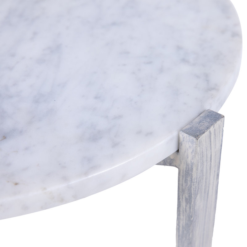 Manhattan Marble 3 Legs End Table, Deep Ocean