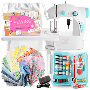 Mini Sewing Machine Beginners with 42 PCS Sewing Kit, Fabrics and Finger  Guard