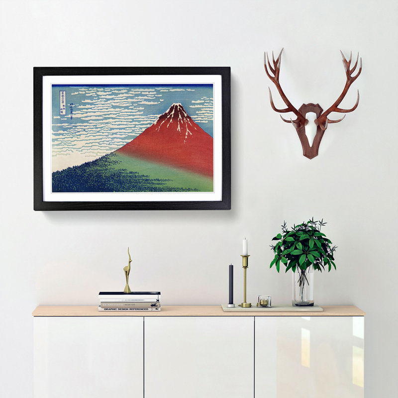 Fine Wind, Clear Morning by Katsushika Hokusai - Picture Frame Painting Print, Black, 60cm H x 91cm W x 2cm D